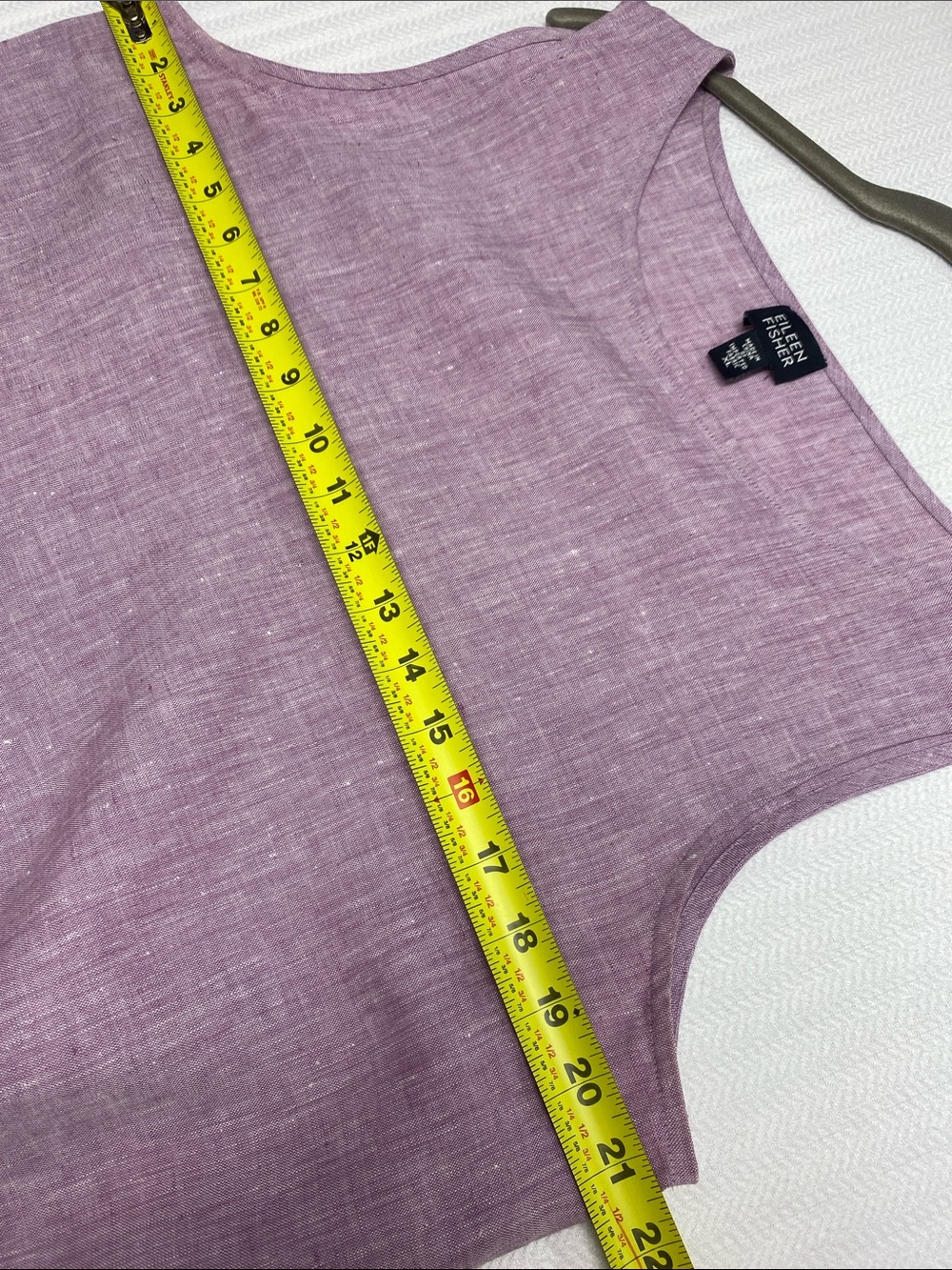 Eileen Fisher Irish Linen Purple Midi Tank Dress XL Coastal Minimalist Lagenlook - Picture 6 of 9